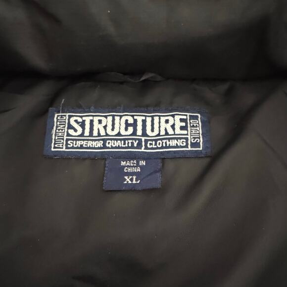 Y2K Structure Duck Down Puffer Vest Mens XL Black Jacket Coat - Picture 5 of 7
